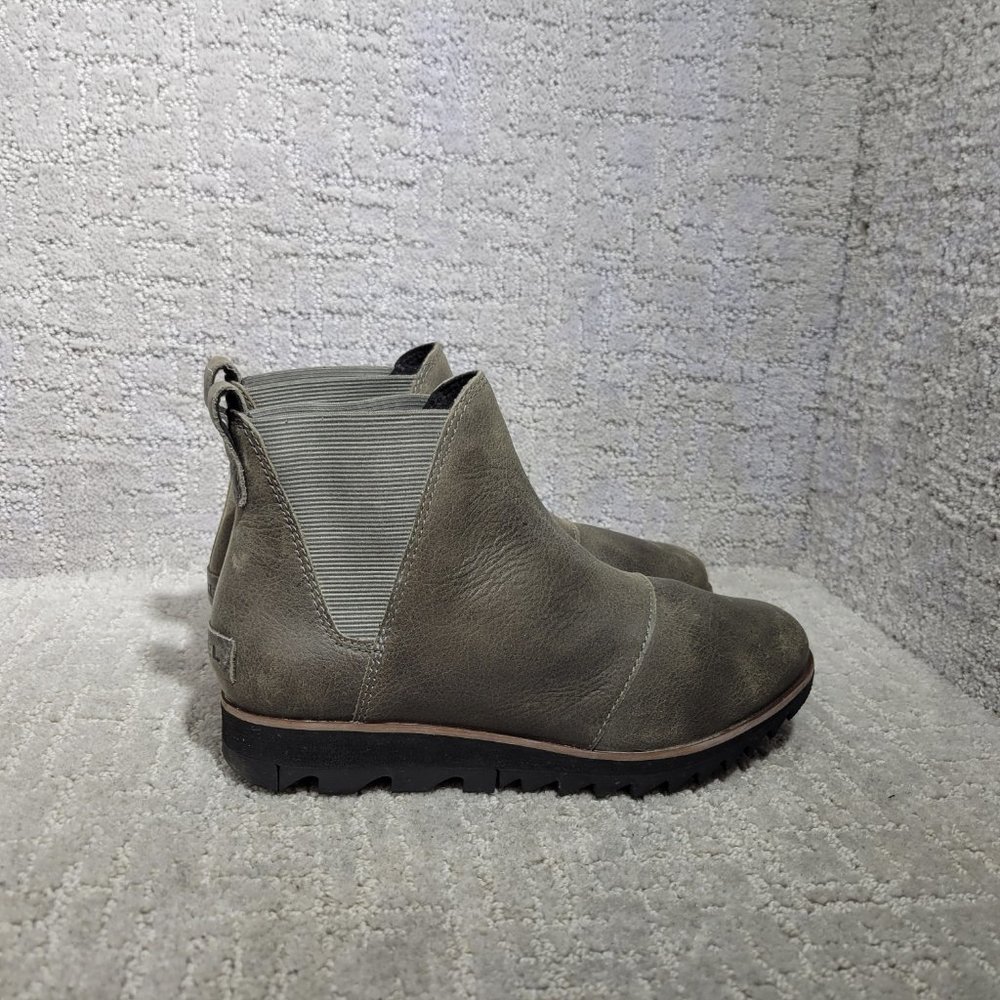 Sorel Harlow Women's Size US 5.5 Gray Leather Chelsea Pull On Ankle Boots NEW - Picture 3 of 9